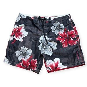Speedo Men's Multi-Color Hawaiian Floral Print Board Shorts Swimwear Size XL
